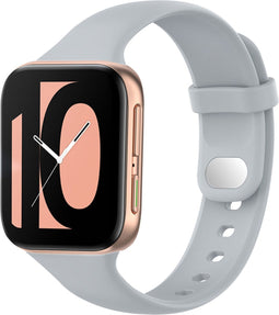 iMoshion Bandje Geschikt voor Oppo Watch 41 mm - iMoshion Siliconen band zilver knoopje - Grijs