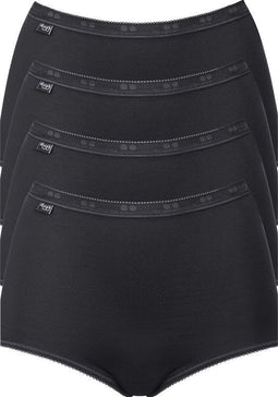 sloggi Basic+ - Dames Maxi slip - Extra zachte naden - Zwart (4-pack)