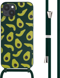 iMoshion Hoesje Geschikt voor iPhone 15 Plus Hoesje Met Koord - iMoshion Siliconen design hoesje met koord - Groen / Avocado Green