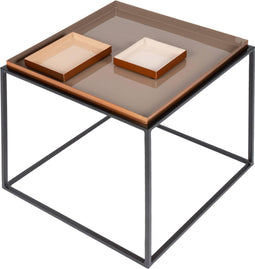 Kayoom - Bijzettafel Serra - Bruin/Creme - 40x40x40cm (LxBxH)