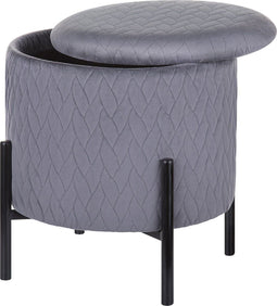 WENONA - Hocker - Grijs - Fluweel