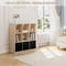 Woltu Boekenkast 9 Vakken 3 Stoffen Lades - Melaminehout Licht Eiken 80x30x86,5 cm