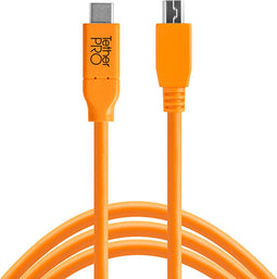 Tether Tools CUC2415-ORG - USB-C naar Mini-USB B kabel - 4,6 m - Oranje