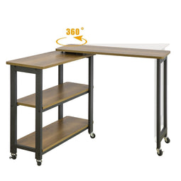 SoBuy Draaibare Bijzettafel - 133x30x69 cm - 6 wielen - Zwart