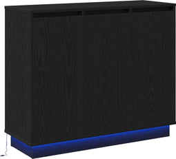 vidaXL - Zwart - Eiken - Dressoir - met - LED, - 90x32x75 - cm, - Gemaakt - van - Engineered - Hout