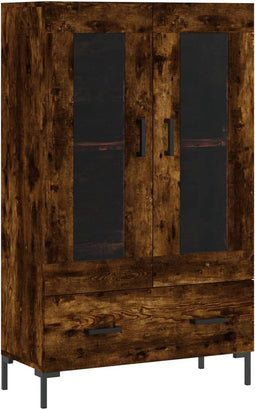 vidaXL - Hoge - kast - 69,5x31x115 - cm - bewerkt - hout - gerookt - eikenkleurig
