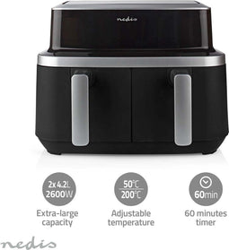 Nedis Digital Double Air Fryer - 2 x 4.2 l - 10 kookprogramma's - 2600 Watt (2 stuks)