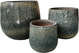 PTMD Bloempot Nikka - 49x49x44 cm - Keramiek - Groen - Set van 3