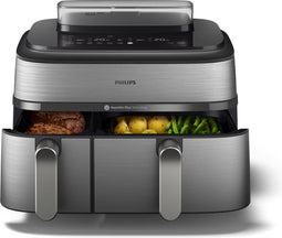 Philips 5000 series - Airfryer 9L met 2 manden - Stoomfunctie en digitale timer - Zilver
