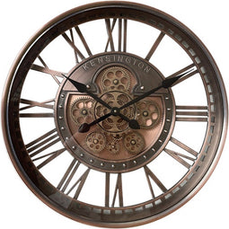 Klok wandklok industrieel Thijs bewegende tandwielen - koper 70 cm