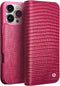 Qialino Geschikt voor iPhone 16 Pro hoesje - Leren bookcase - Croco Roze
