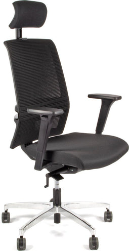 Linea bureaustoel Omnia 01/PT - ergonomisch EN1335 - met hoofdsteun - multi verstelbaar - max. draagvermogen 110kg - zwart - LF-3134005