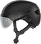 Abus Hud-Y Ace - Fietshelm met Vizier - Oplaadbaar Achterlicht - Velvet Black