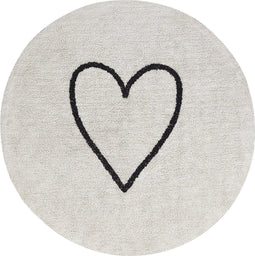 HEART - Laagpolig vloerkleed - Beige/Zwart - 140 cm - Katoen