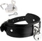 Heart Lock & Key Collar – Black/Silver