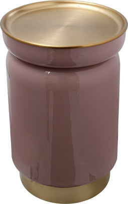 Hearthome & Living - Bijzettafel - Art Deco - Roze/Goud - 31,5x31,5x46,5cm (LxBxH) - Metaal