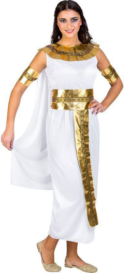 dressforfun Nijlkoningin Cairo - vrouwenkostuum - lange jurk met cape en kraag - goud (M)