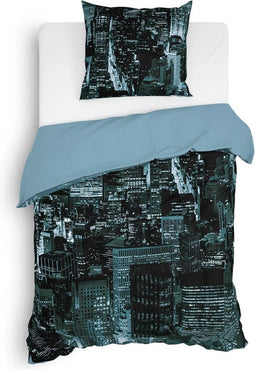 Heckett & Lane Brasco Dekbedovertrek - Eenpersoons - 140x200/220 cm - City Blue