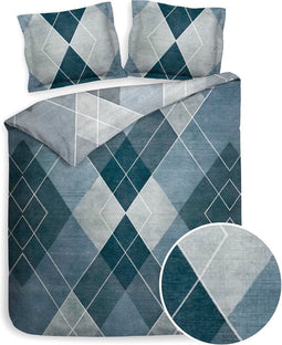 Heckett & Lane Danny Dekbedovertrek - Twill - Tweepersoons - 200x200/220 cm - Shady Blue