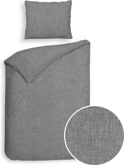 Heckett & Lane Franela - Flanel - Dekbedovertrek - Eenpersoons - 140x200/220 cm - Dark Grey