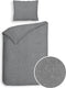 Heckett & Lane Franela - Flanel - Dekbedovertrek - Eenpersoons - 140x200/220 cm - Dark Grey