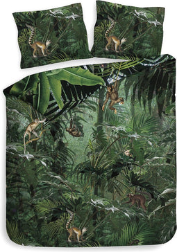 Heckett & Lane Frey Dekbedovertrek - Tweepersoons - 200x200/220cm - Katoen Satijn dekbedovertrek - Green