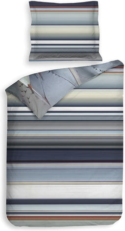 Heckett & Lane Gustavo Dekbedovertrek - Eenpersoons - 140x200/220cm - Katoen Satijn dekbedovertrek - Grey