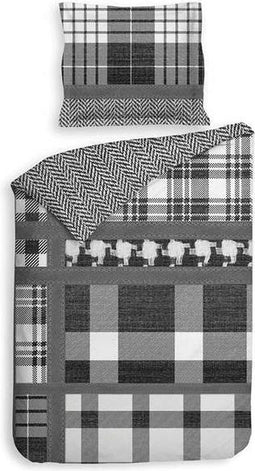 Heckett & Lane Jenna - Dekbedovertrek - Eenpersoons - 140x200/220 cm - Black/White
