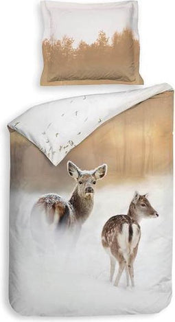 Heckett & Lane Mayer - Dekbedovertrek - Eenpersoons - 140x200/220 cm - Sunset Beige