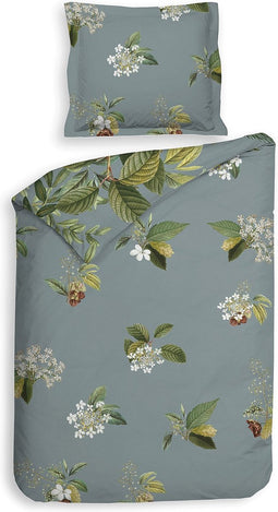 Heckett & Lane Milan Dekbedovertrek - Eenpersoons - 140x200/220cm - Katoen Satijn dekbedovertrek - Blue