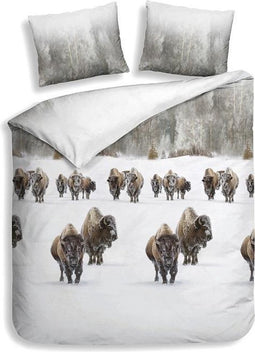 Heckett & Lane Obrien - Flanel - Dekbedovertrek - Eenpersoons - 140x200/220 cm - Natural