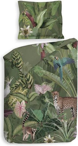 Heckett & Lane Safan - Dekbedovertrek - Eenpersoons - 140x200/220 cm - Groen