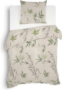 Heckett & Lane Sami Dekbedovertrek - Flanel - Eenpersoons - 140x200/220 cm - Natural Green