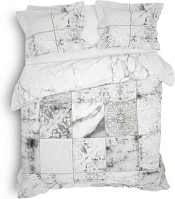 Heckett & Lane Simra - Dekbedovertrek - Tweepersoons - 200x200/220 cm + 2 kussenslopen 60x70 cm - Marble Grey