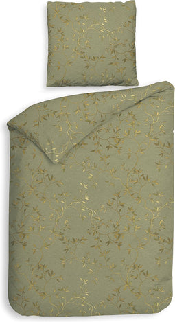 Heckettlane Adeline Dekbedovertrek - Eenpersoons - Flanel - 140x200-220cm - Groen
