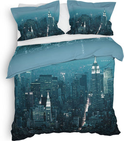 Heckettlane Brasco Dekbedovertrek - Lits-jumeaux - Katoensatijn - 240x200-220cm - Blauw