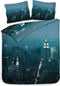 Heckettlane Brasco Dekbedovertrek - Lits-jumeaux - Katoensatijn - 260x200-220cm - Blauw
