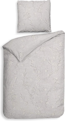 Heckettlane Broidy Dekbedovertrek - Eenpersoons - Katoen - 140x200-220cm - Grijs