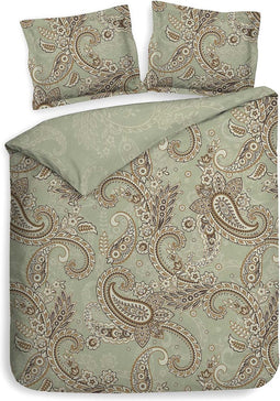 Heckettlane Camille Dekbedovertrek - Lits-jumeaux - Katoensatijn - 260x200-220cm - Groen