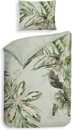 Heckettlane Ciunglia Dekbedovertrek - 100% Katoen-Satijn - 140x220 - Groen