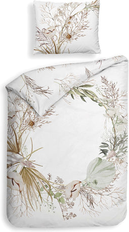 Heckettlane Coralline Dekbedovertrek - 100% Katoen-Satijn - 140x220 - Wit