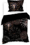 Heckettlane Dekbedovertrek Amira - Bedlinnen met Stad print - 140x220 - Zwart - Dekbedhoes van 100% Katoen-Twill