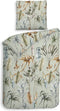 Heckettlane Dekbedovertrek Areca - Bedlinnen met Bladeren print - 260x220 - Groen - Dekbedhoes van 100% Katoen-Flanel