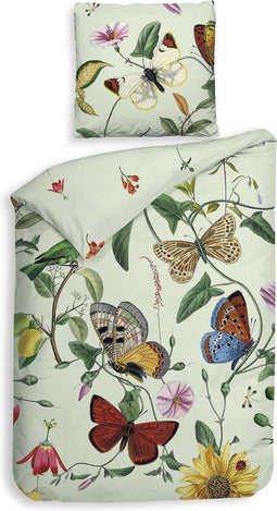 Heckettlane Dekbedovertrek Asa - Bedlinnen met Bloemen print - 140x220 - Multi - Dekbedhoes van 100% Katoen-Dobby