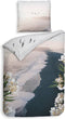 Heckettlane Dekbedovertrek Attis - Bedlinnen met Zee print - 140x220 - Natural - Dekbedhoes van 100% Katoen-Satijn