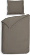 Heckettlane Dekbedovertrek Banda - Bedlinnen met Strepen - 140x220 - Taupe - Dekbedhoes van 100% Katoen-Satijn