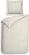 Heckettlane Dekbedovertrek Banda - Bedlinnen met Strepen - 140x220 - Off-White - Dekbedhoes van 100% Katoen-Satijn