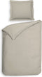Heckettlane Dekbedovertrek Banda - Bedlinnen met Strepen - 140x220 - Natural - Dekbedhoes van 100% Katoen-Satijn