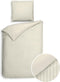 Heckettlane Dekbedovertrek Banda - Bedlinnen met Strepen - 140x220 - Off-White - Dekbedhoes van 100% Katoen-Satijn