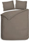 Heckettlane Dekbedovertrek Banda - Bedlinnen met Strepen - 140x220 - Taupe - Dekbedhoes van 100% Katoen-Satijn